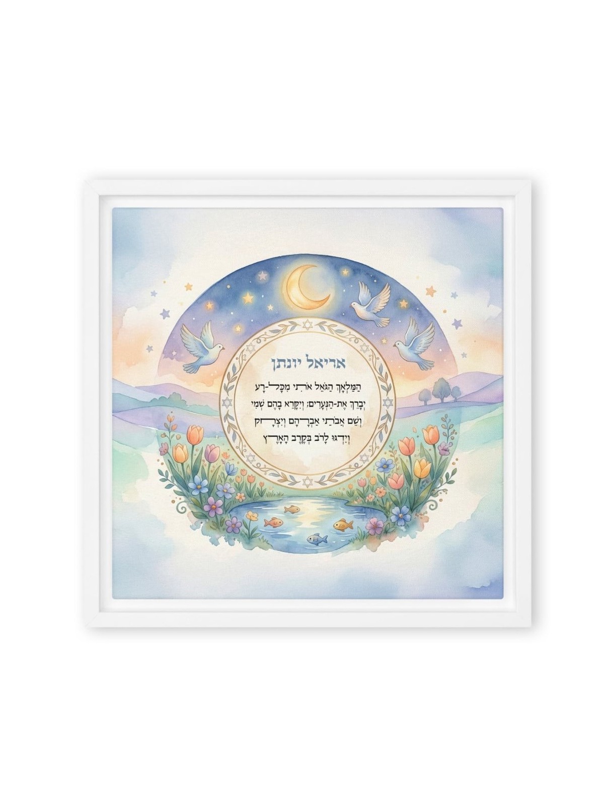 Personalized HaMalach HaGoel Children's Prayer Framed Canvas Wall Art