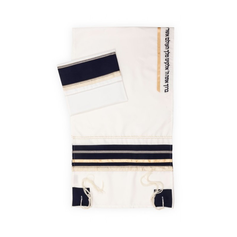 Dramatic Black Gold White Tallit Set by Ronit Gur | Modern Tallits