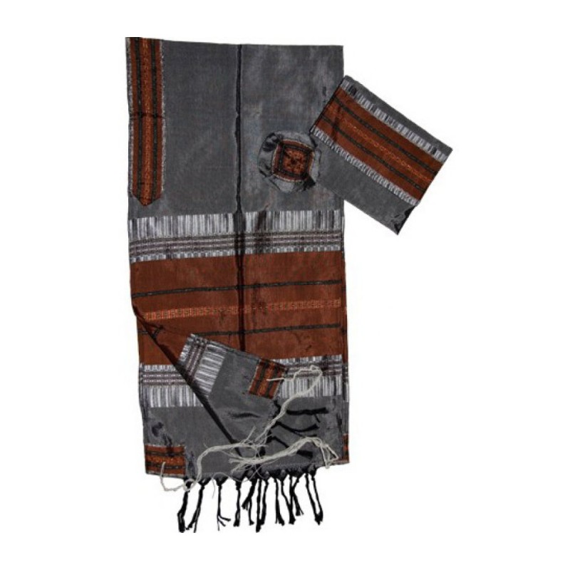 Gabrieli Handwoven Silk Gray Tallit Se... | Gabrieli Hand Woven Tallit
