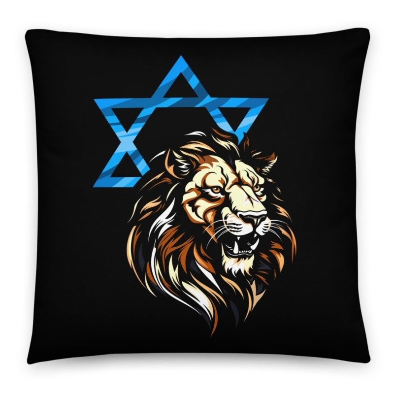 Oreiller Lion de Juda et étoile de David