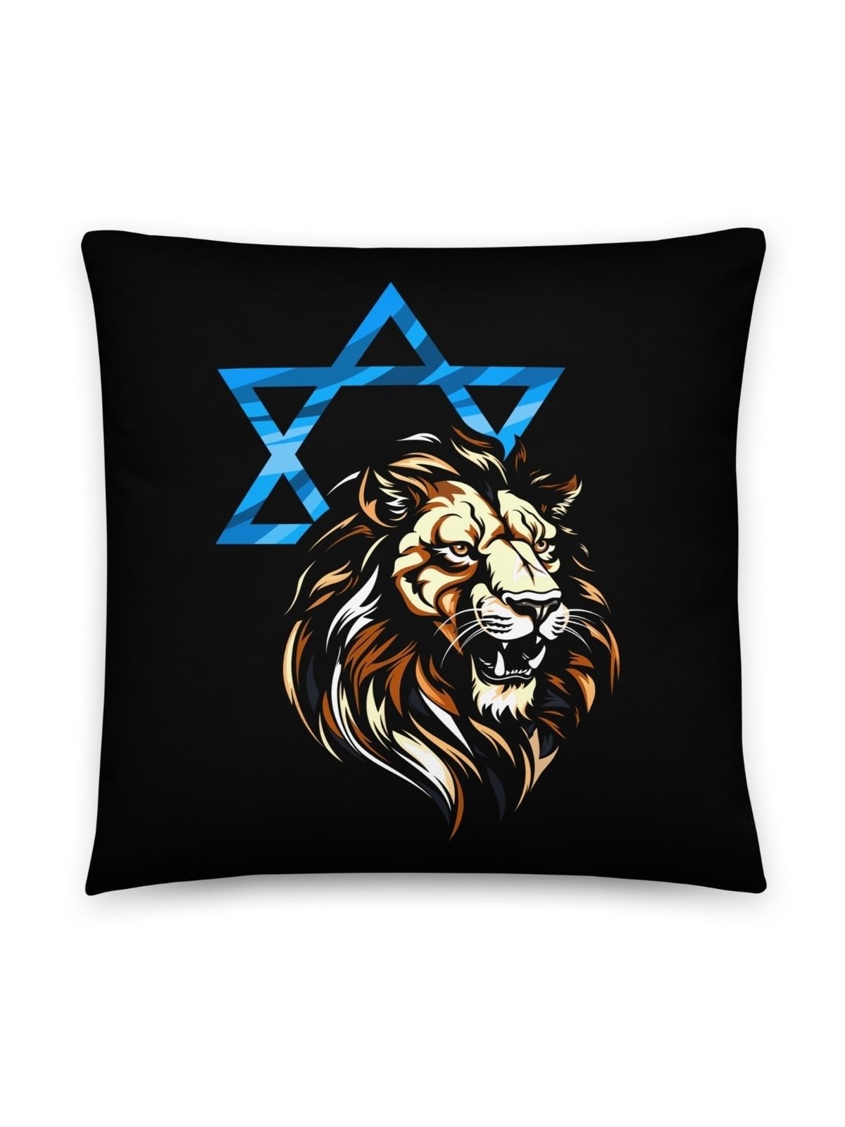 Oreiller Lion de Juda et étoile de David