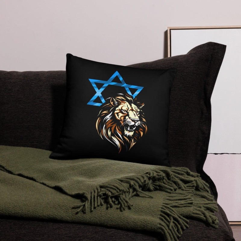 Oreiller Lion de Juda et étoile de David