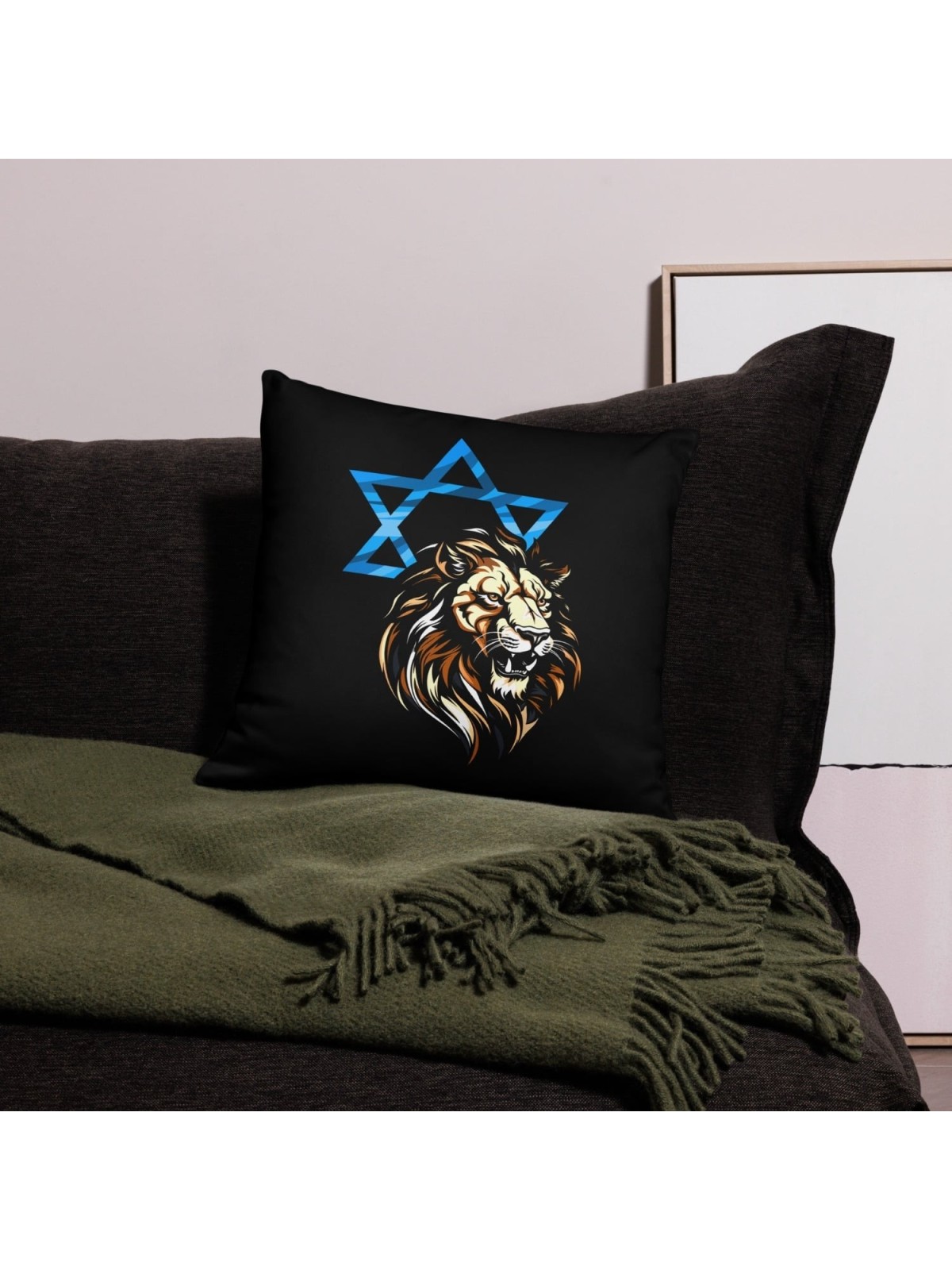 Oreiller Lion de Juda et étoile de David