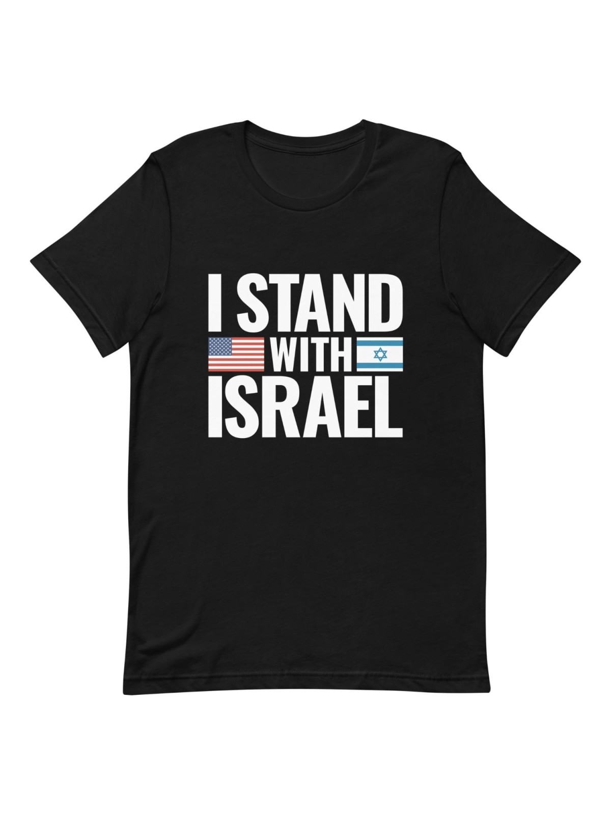 I Stand with Israel Block Print and Flags Unisex T-Shirt