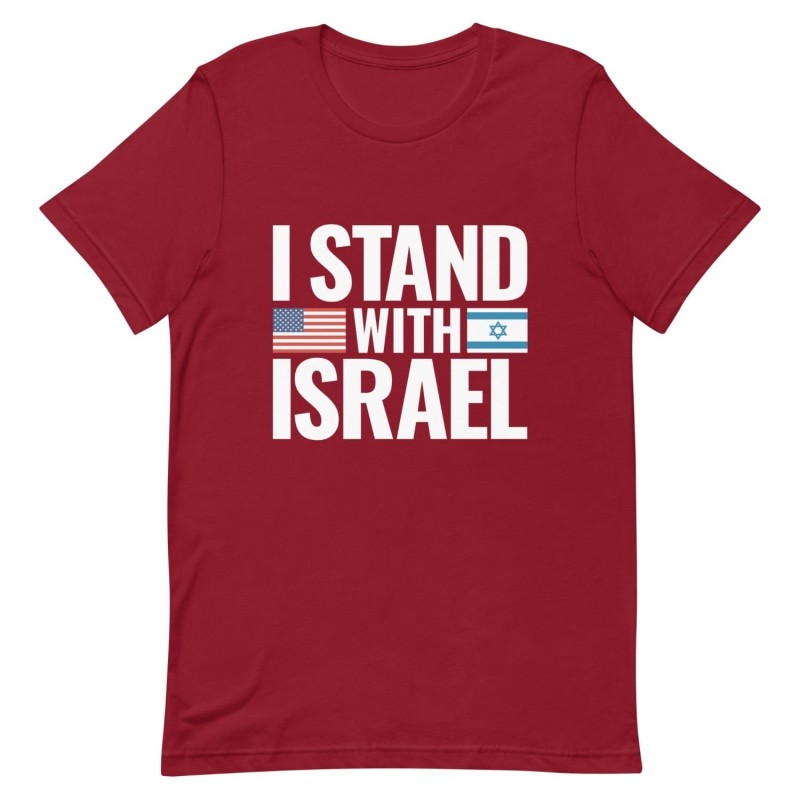 I Stand with Israel Block Print and Flags חולצת טריקו לשני המינים