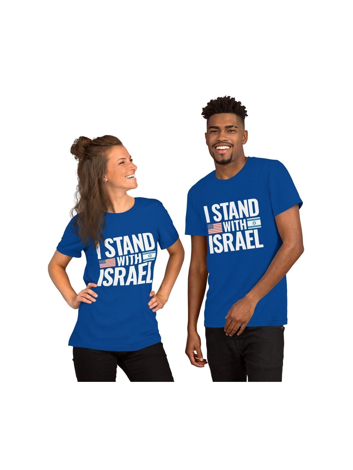 I Stand with Israel Block Print and Flags Unisex T-Shirt