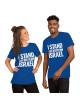 I Stand with Israel Block Print and Flags חולצת טריקו לשני המינים