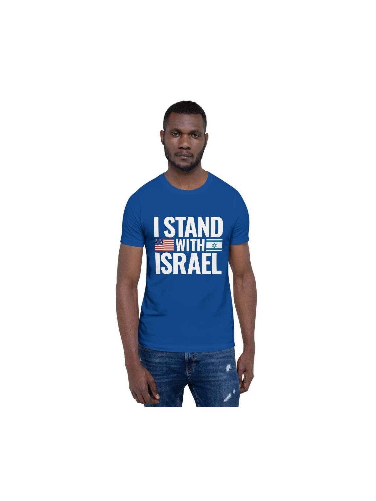 I Stand with Israel Block Print and Flags חולצת טריקו לשני המינים