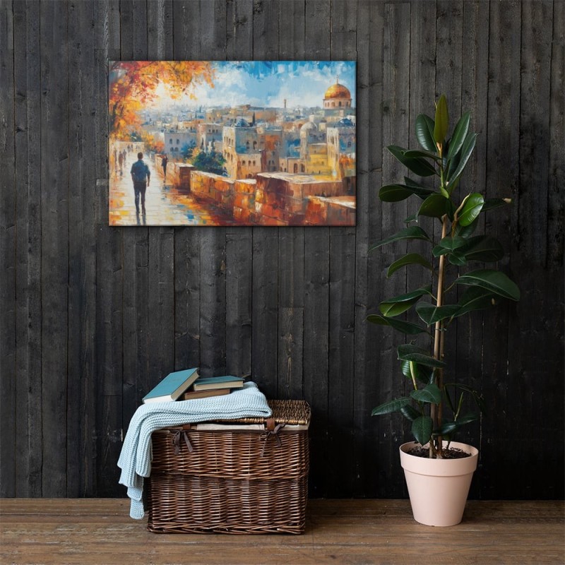 Marcher dans la vieille ville de Jérusalem, impression sur toile
