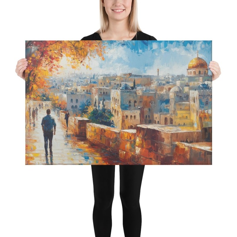 Marcher dans la vieille ville de Jérusalem, impression sur toile
