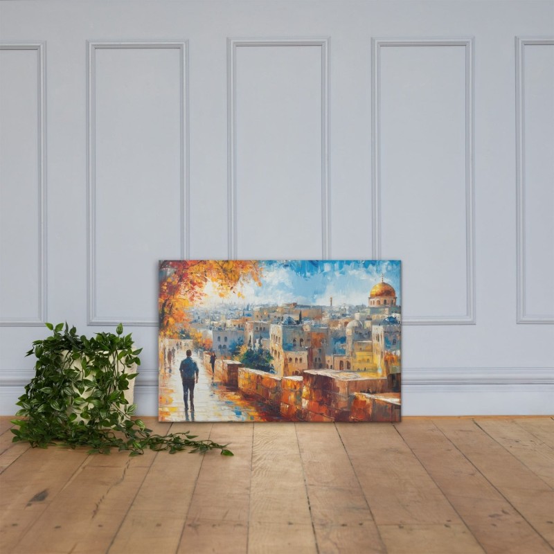Marcher dans la vieille ville de Jérusalem, impression sur toile