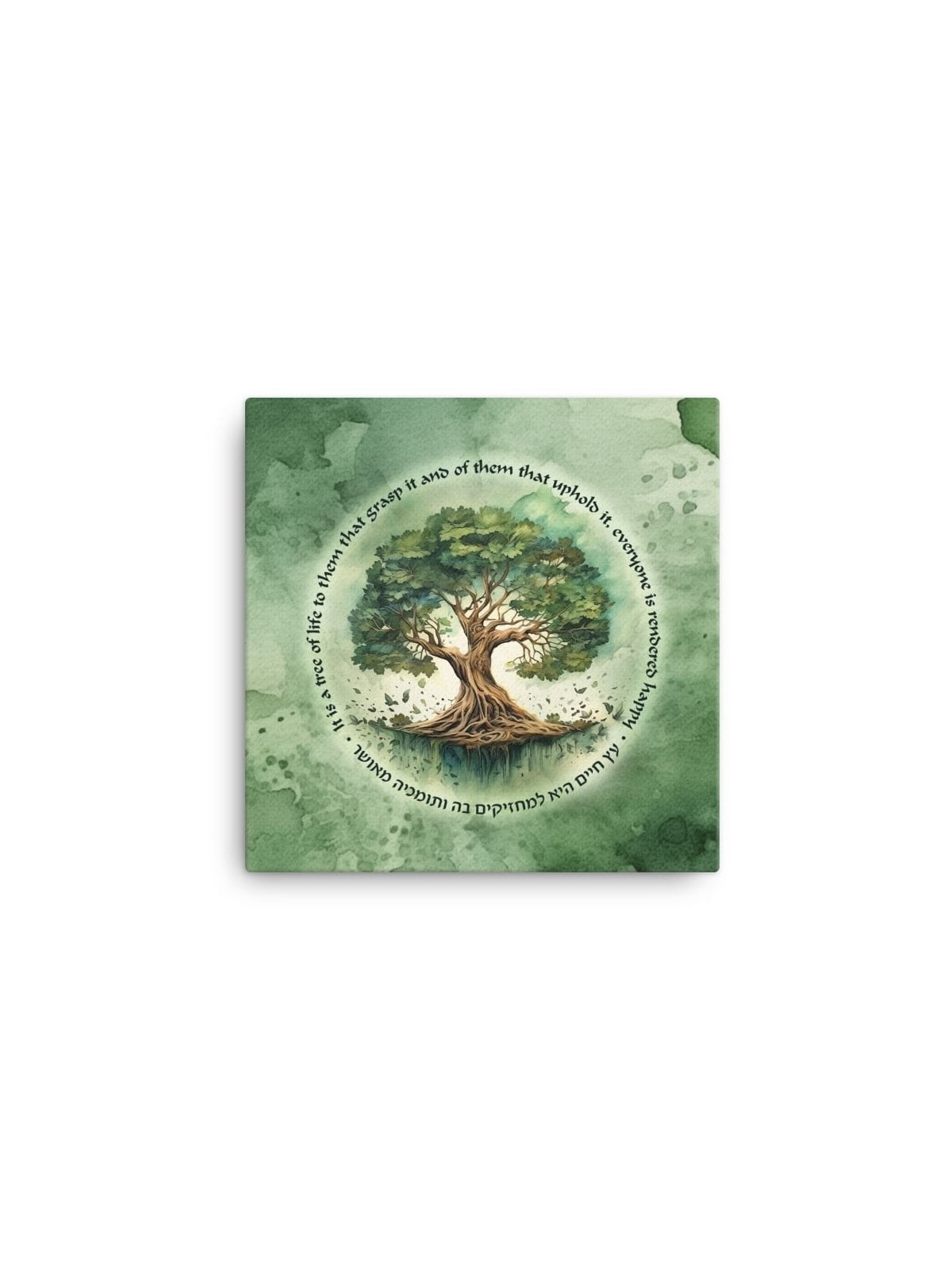 Blooming Tree of Life Print on Canvas - Green