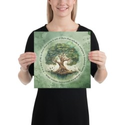 Blooming Tree of Life Print on Canvas - Green