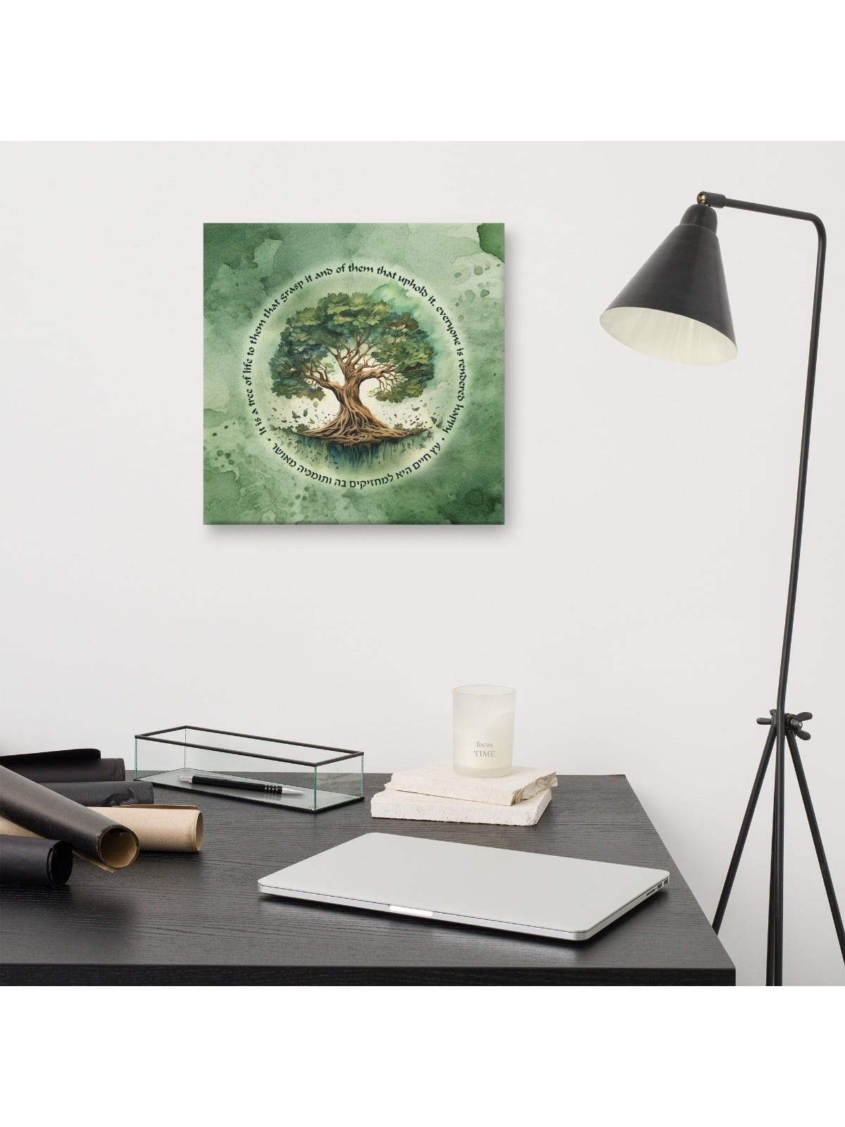 Arbre de vie en fleurs, impression sur toile - Vert