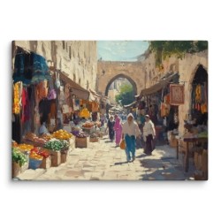 Impression sur toile du vieux marché de Jérusalem