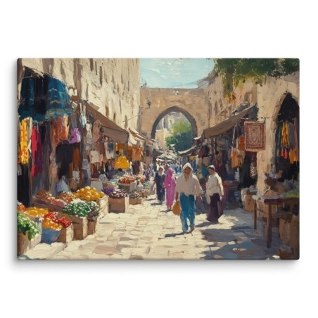 Impression sur toile du vieux marché de Jérusalem