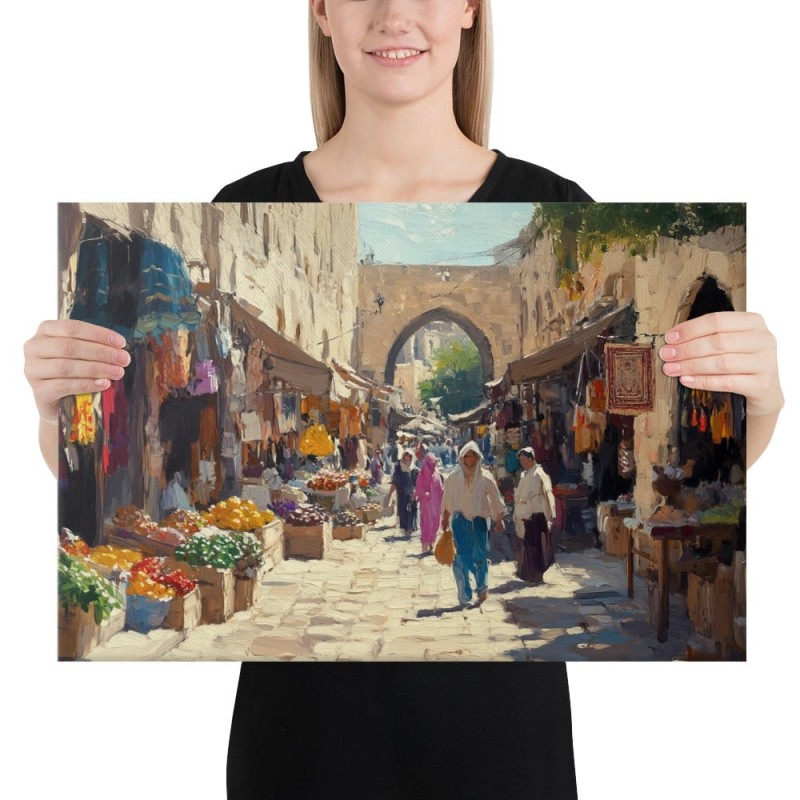 Impression sur toile du vieux marché de Jérusalem