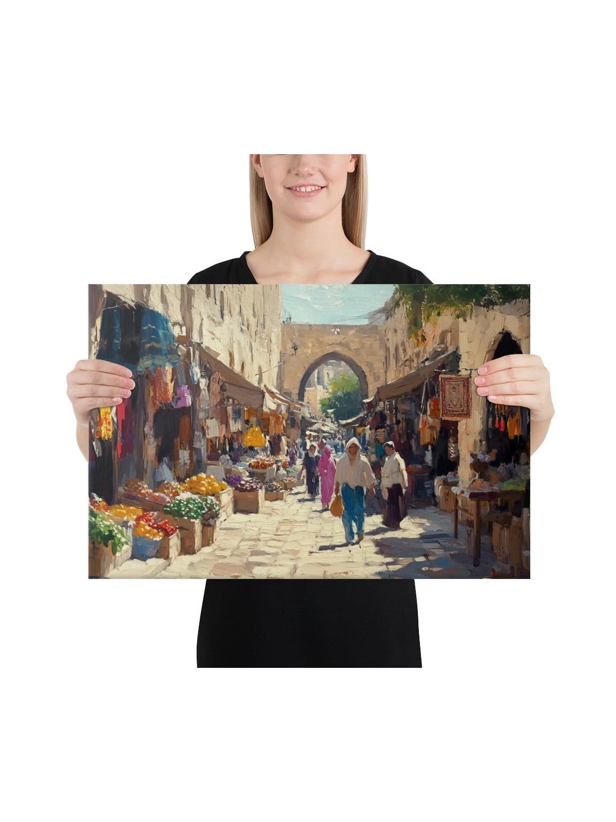Impression sur toile du vieux marché de Jérusalem