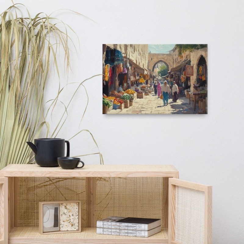 Impression sur toile du vieux marché de Jérusalem