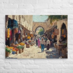 Old Jerusalem Market Print on Canvas