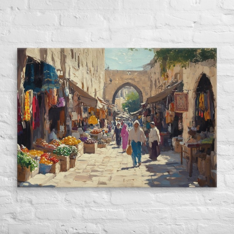 Impression sur toile du vieux marché de Jérusalem