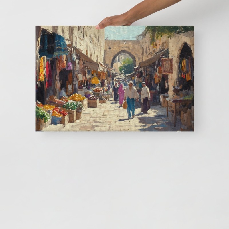 Impression sur toile du vieux marché de Jérusalem