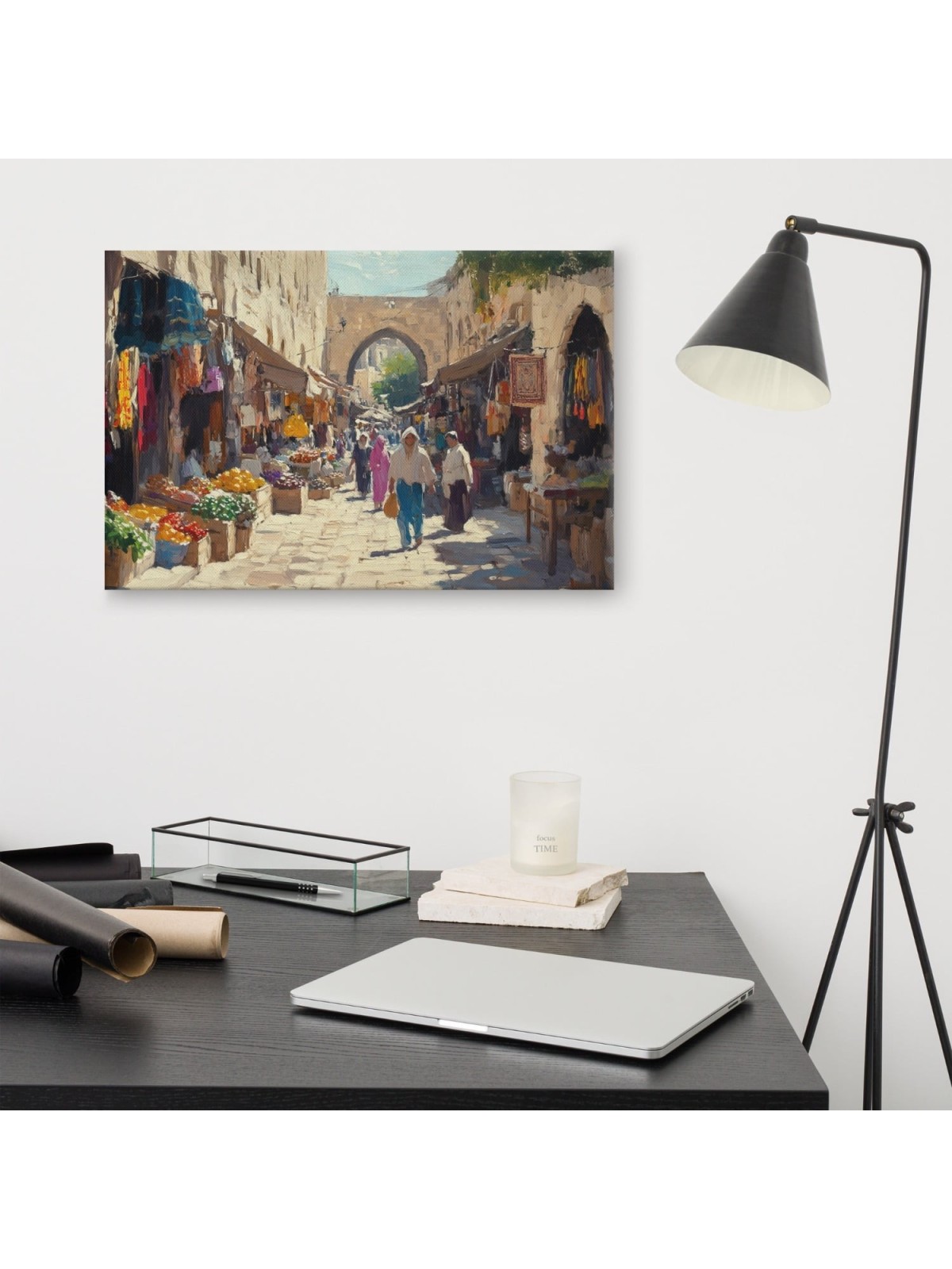 Impression sur toile du vieux marché de Jérusalem