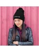Bonnet en tricot à pompon brodé Chai d'Am Yisrael - Unisexe