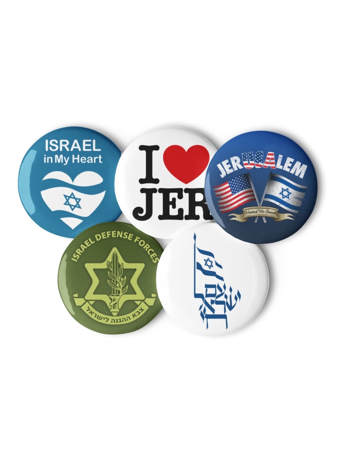 Ensemble de 5 épingles à boutons Israël