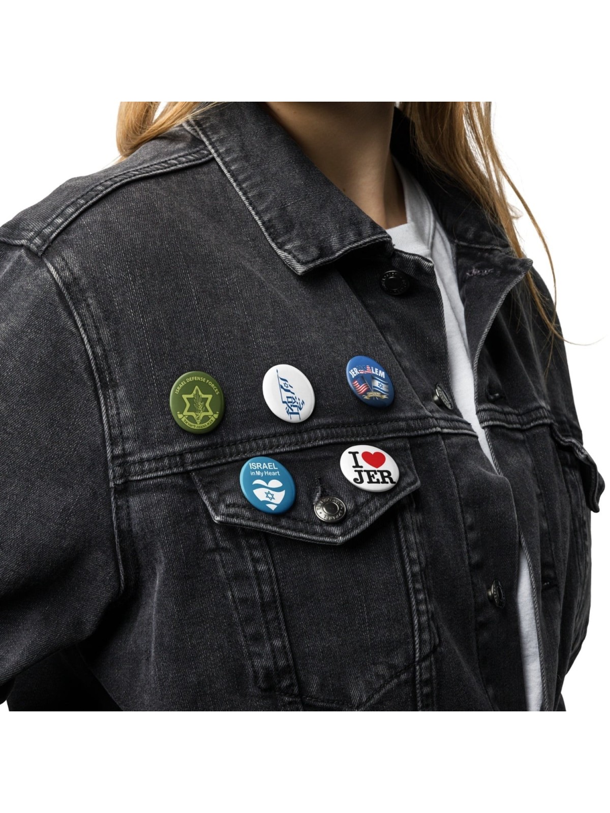 Set of 5 Israel Button Pins