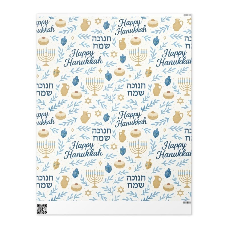 Hanukkah Wrapping Paper with Festive Symbols