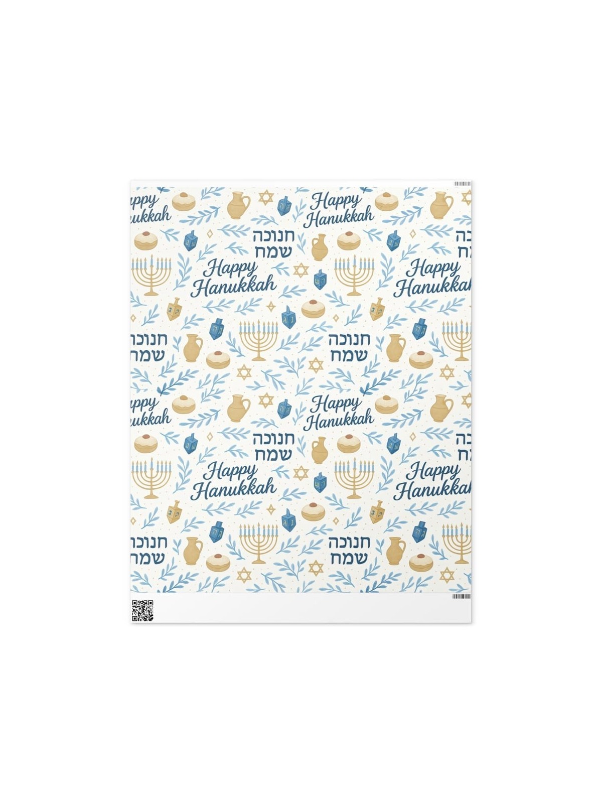 Hanukkah Wrapping Paper with Festive Symbols
