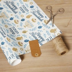 Hanukkah Wrapping Paper with Festive Symbols