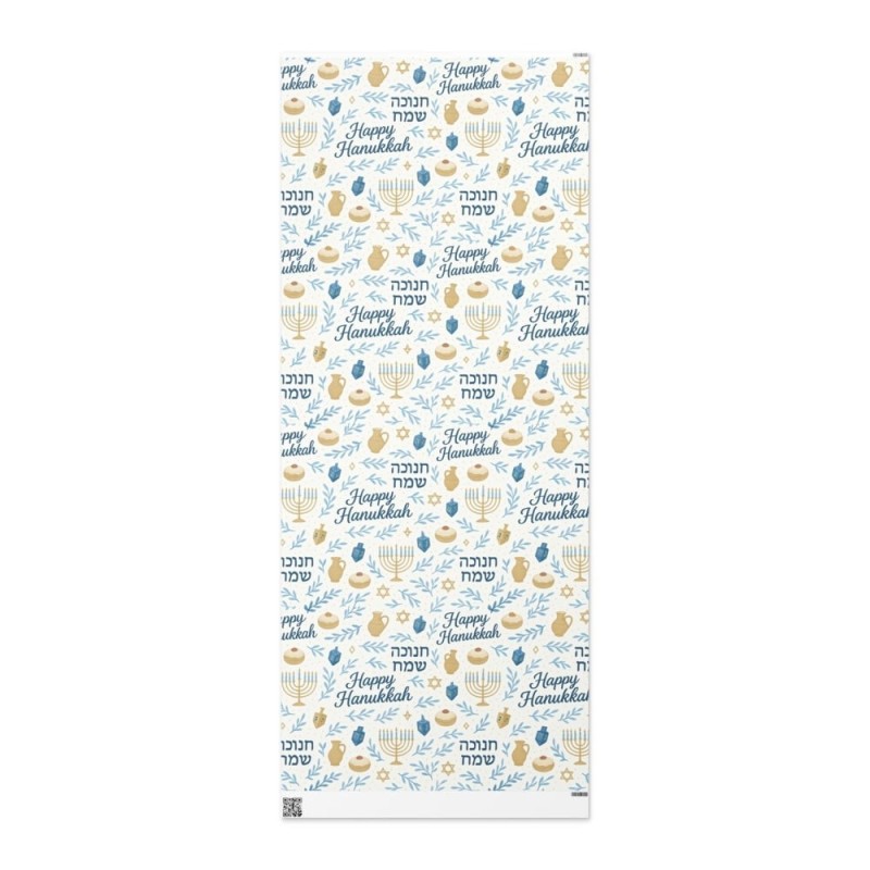 Hanukkah Wrapping Paper with Festive Symbols