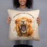 Am Yisrael Chai & Lion of Judah Beige Throw Pillow