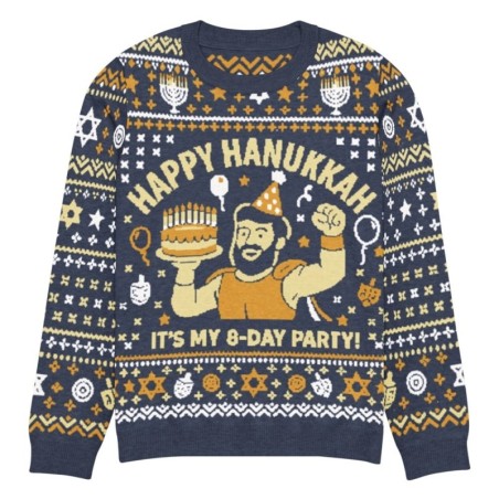 Happy Hanukkah Ugly Sweater - Funny 8-Day Festival Party Design - Blue
