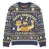 Happy Hanukkah Ugly Sweater - Funny 8-Day Festival Party Design - Blue