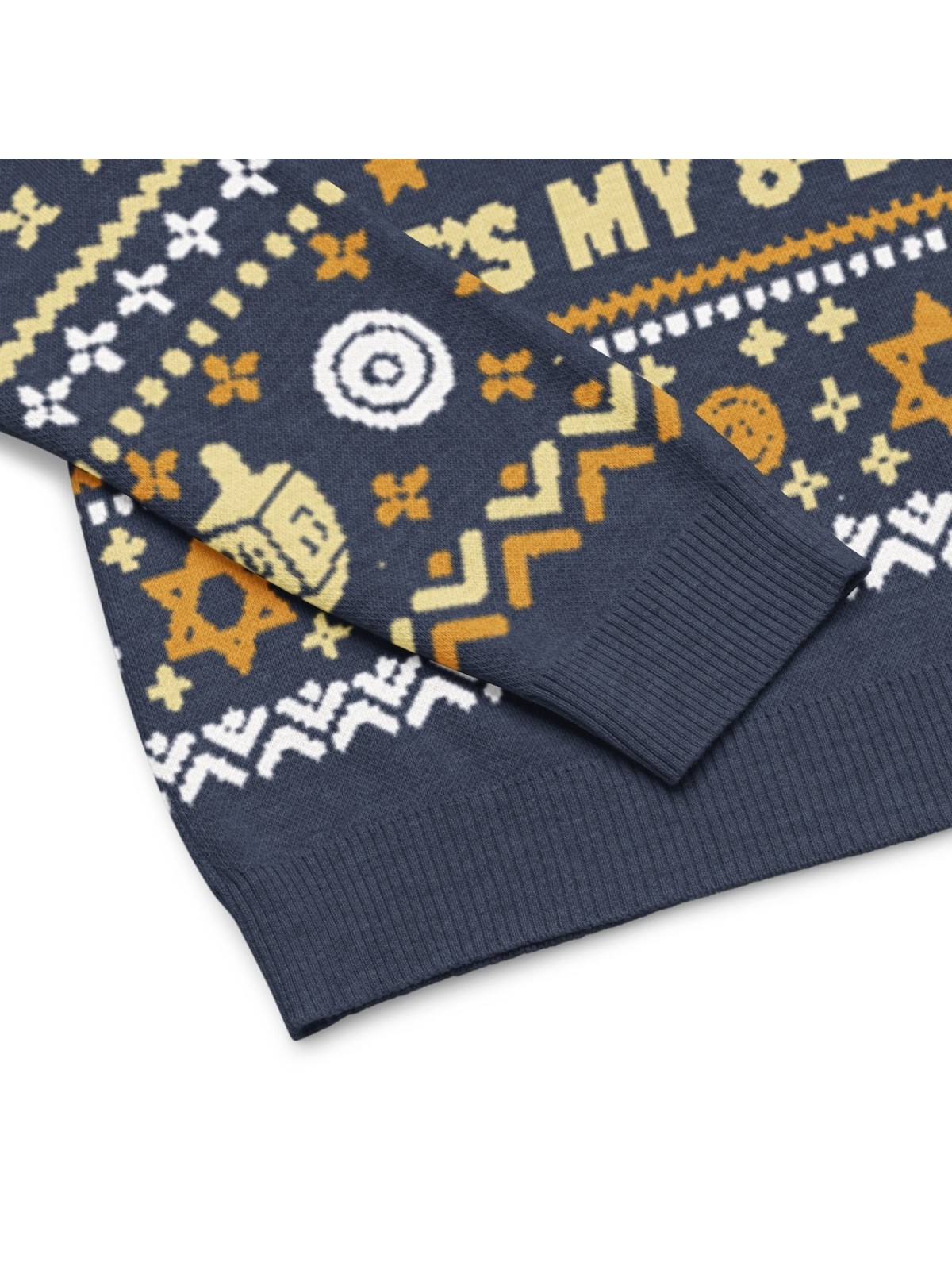 Happy Hanukkah Ugly Sweater - Funny 8-Day Festival Party Design - Blue