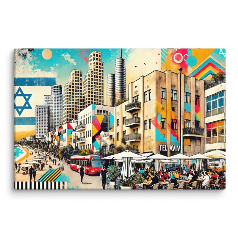 Au large de la plage de Tel Aviv Pop Art Canvas Wall Art