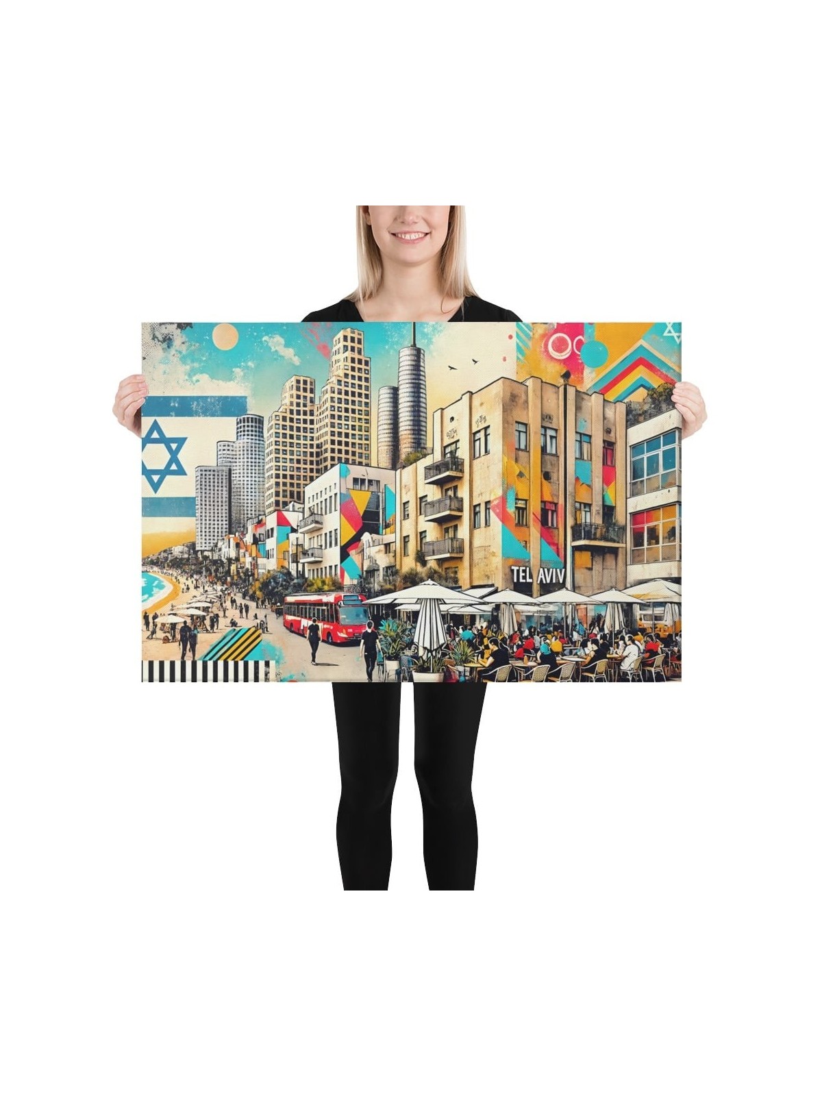 Au large de la plage de Tel Aviv Pop Art Canvas Wall Art