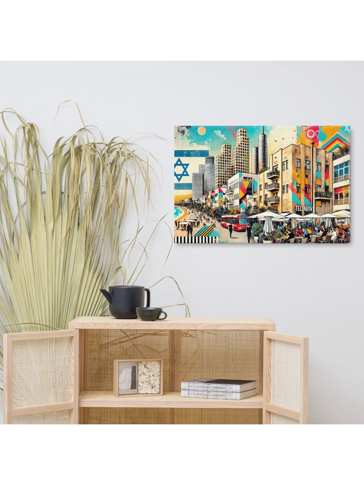 Au large de la plage de Tel Aviv Pop Art Canvas Wall Art