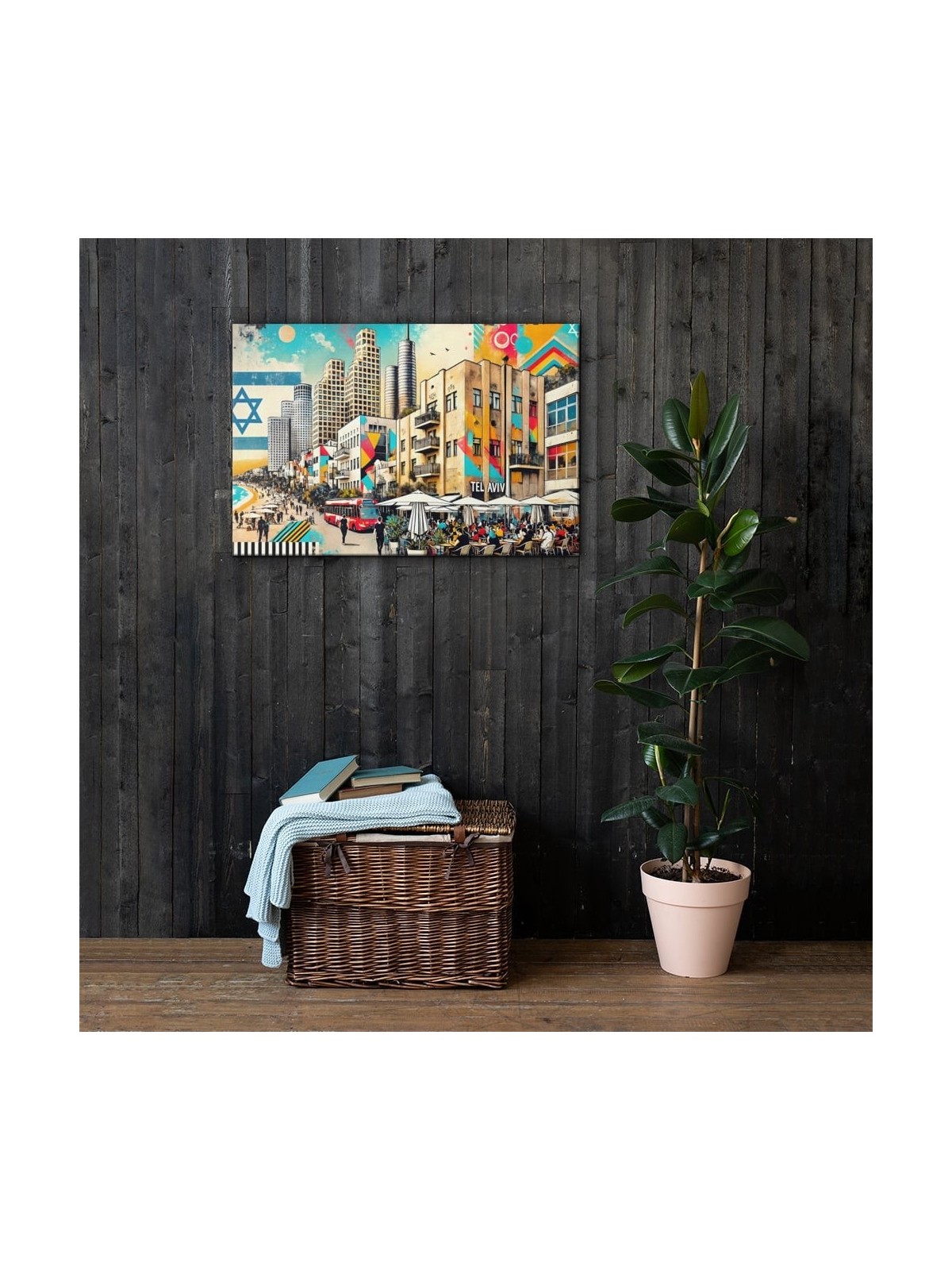 Au large de la plage de Tel Aviv Pop Art Canvas Wall Art