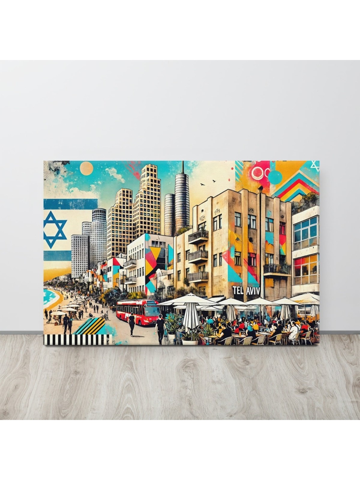 Au large de la plage de Tel Aviv Pop Art Canvas Wall Art