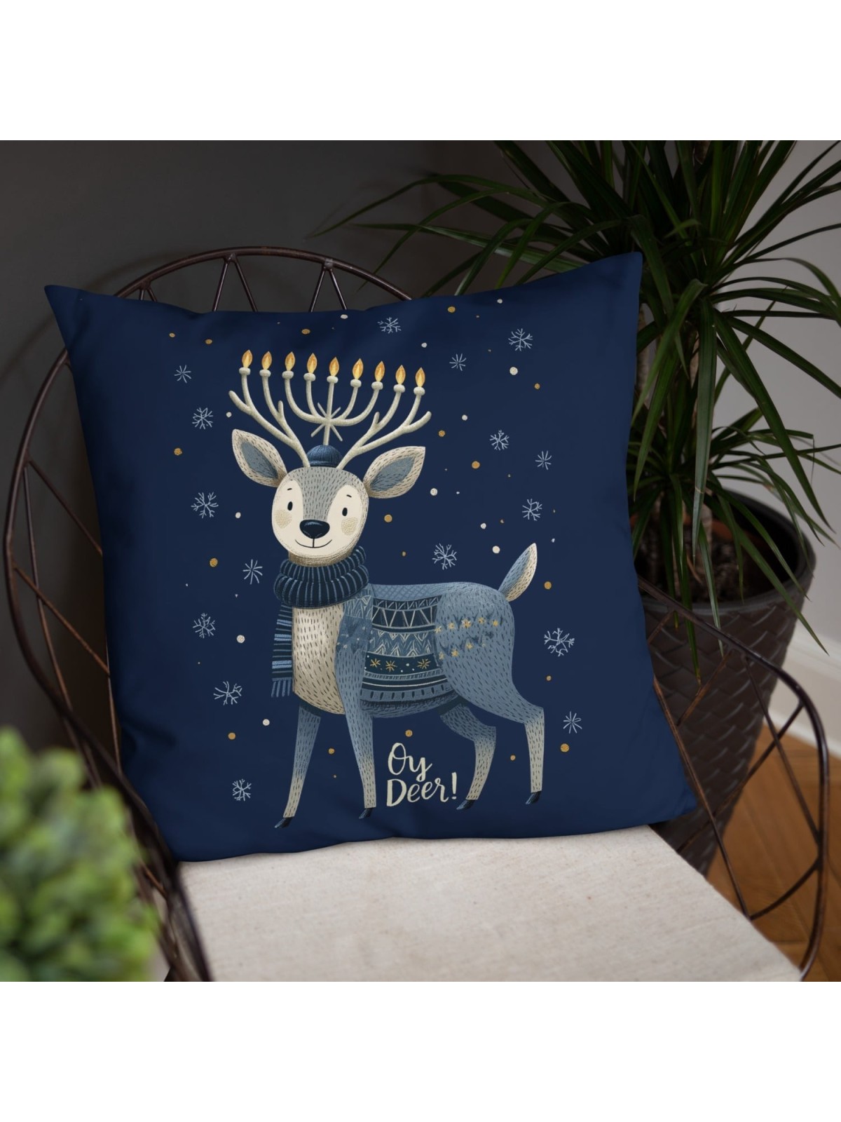 Oy Deer Hanukkah Pillow