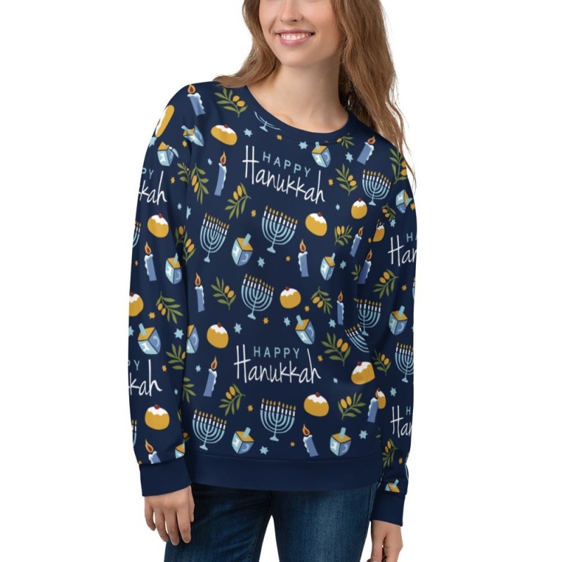 Sweat-shirt à motif Happy Hanukkah