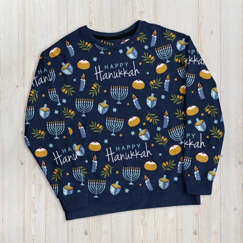 Happy Hanukkah Pattern Sweatshirt