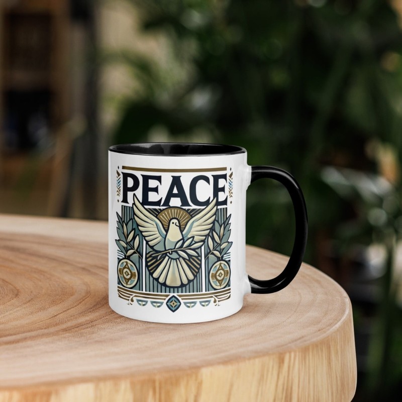 Tasse de paix de créateur avec couleur à l'intérieur