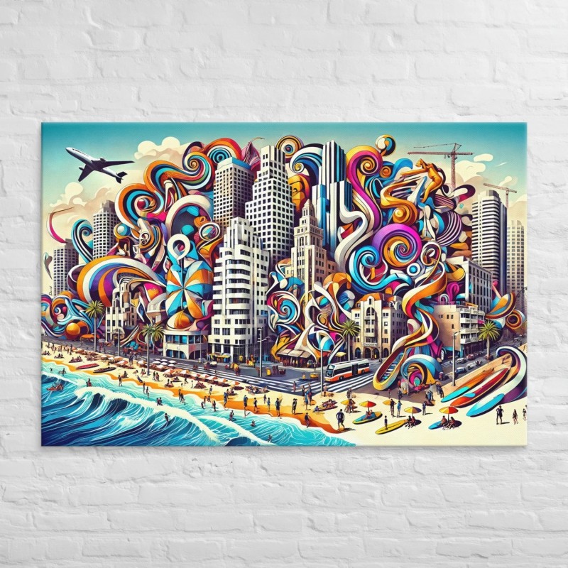 Tel Aviv Attractions Pop Art Impression sur toile