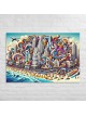 Tel Aviv Attractions Pop Art Print on Canvas