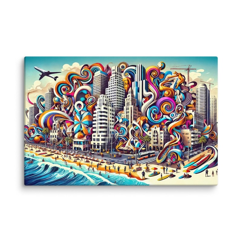 Tel Aviv Attractions Pop Art Print on Canvas